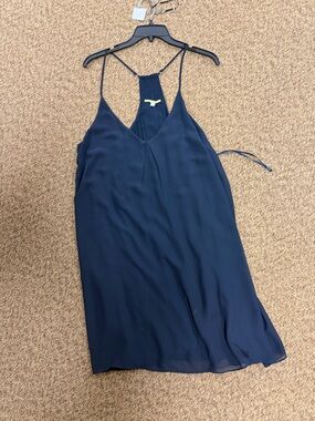 Navy Sleeveless Midi Dress with Racerback